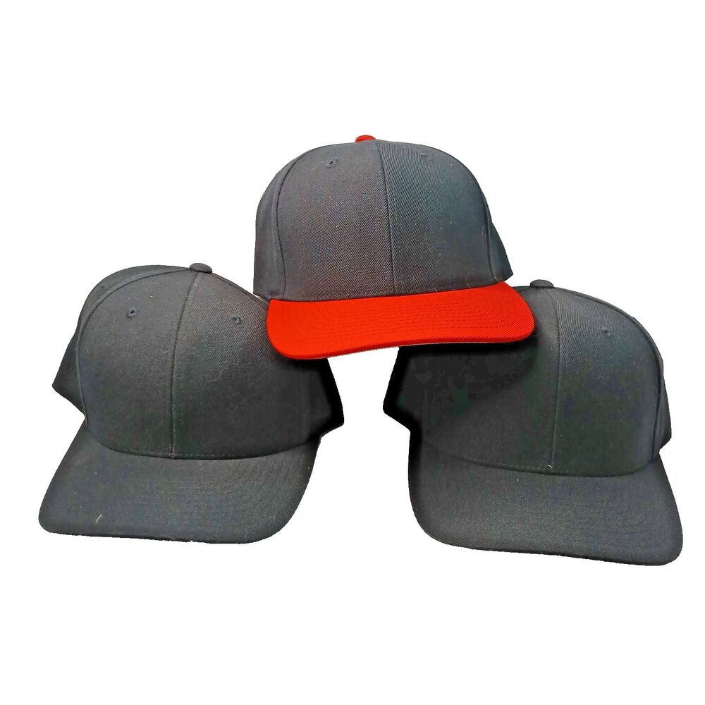 3 Pacific Headwear Plain New Without Tags Black Red Pro Model 705W Adjustable
